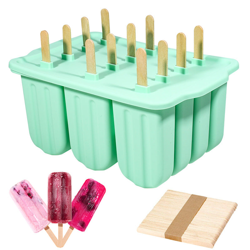 【Same Low Price】Amazon12Ice Cream Mold Easy Release Silicone Popsicle Mold Ice Cream Mold with Lid Ice Cream Mold