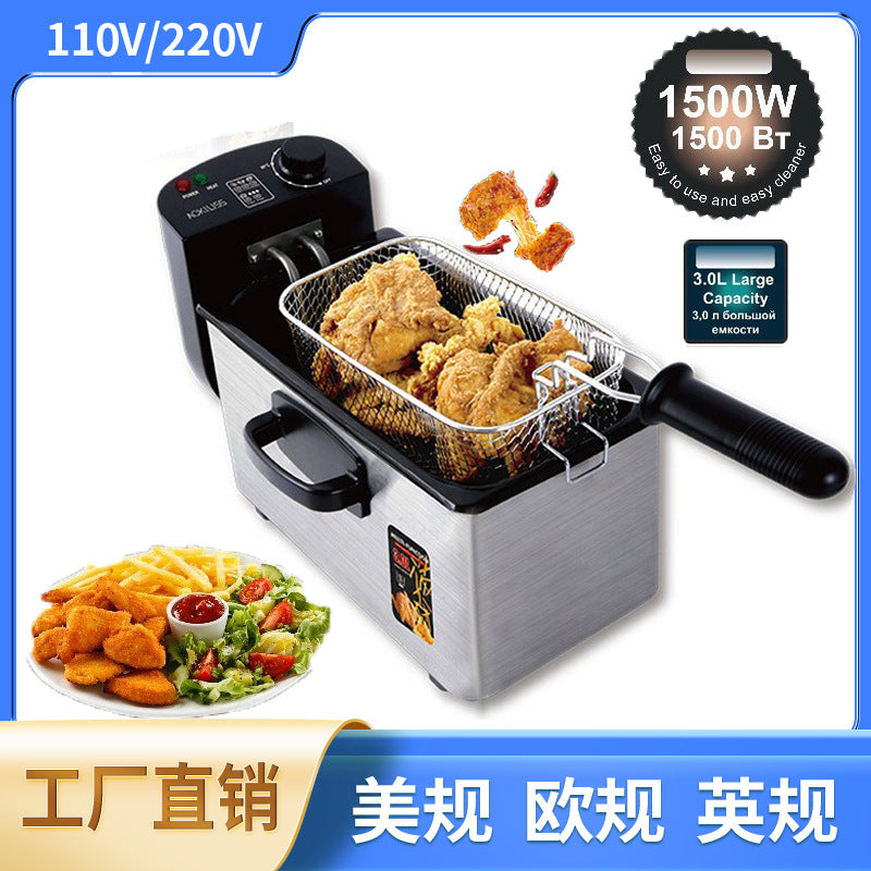Beauty and Fashion110V Fryer for Home Use Small Electric Fryer Electric Fryer Commercial Use for Fried Dough Sticks and French Fries Machine for Street Vending Fried Skewers Pot Constant Temperature