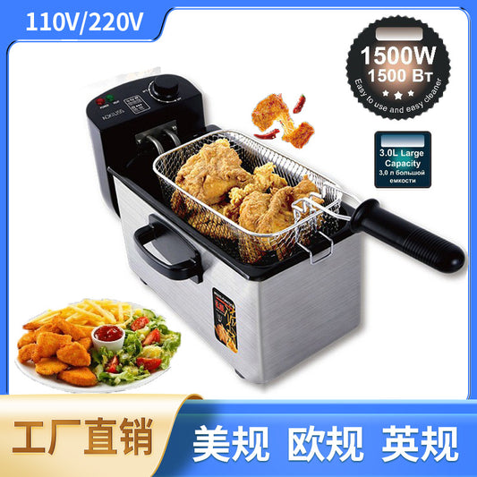Beauty and Fashion110V Fryer for Home Use Small Electric Fryer Electric Fryer Commercial Use for Fried Dough Sticks and French Fries Machine for Street Vending Fried Skewers Pot Constant Temperature