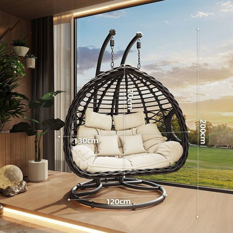 Outdoor Hanging Basket Chair Swing Courtyard Double Hanging Chair Home Balcony Indoor Internet Celebrity Bird's Nest Hammock Rattan Chair Rocking Chair