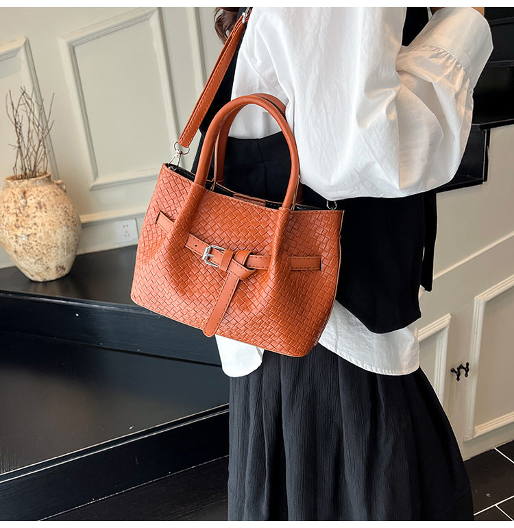 Korean style Niche Sweet Girl Handbag2025New high-end vegetable basket woven bag single shoulder crossbody bag
