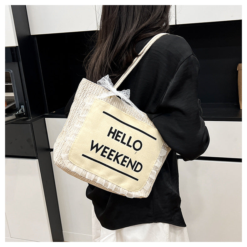 2025Large Capacity Elegant Korean Style Bag for Women Linen Canvas Bag Fashionable Eco-friendly Shopping Bag Single Shoulder Casual Handbag