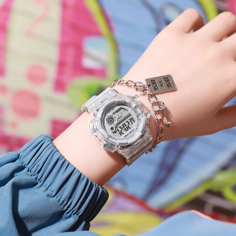 High-Value Electronic Watch for Female Students, Multi-Functional Sports Watch with Alarm Clock, Luminous, Waterproof, Trendy Personality for Middle School Boys