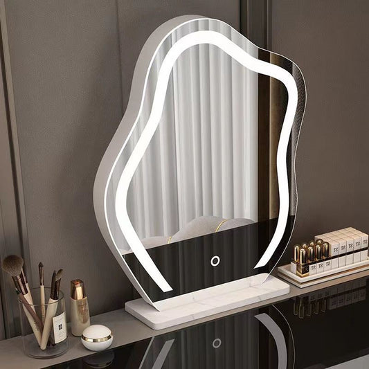 High-Value Cloud Makeup Mirror Desktop LED Desktop Bedroom with Light Internet Celebrity Dressing Mirror Dressing Table Internet Celebrity Mirror