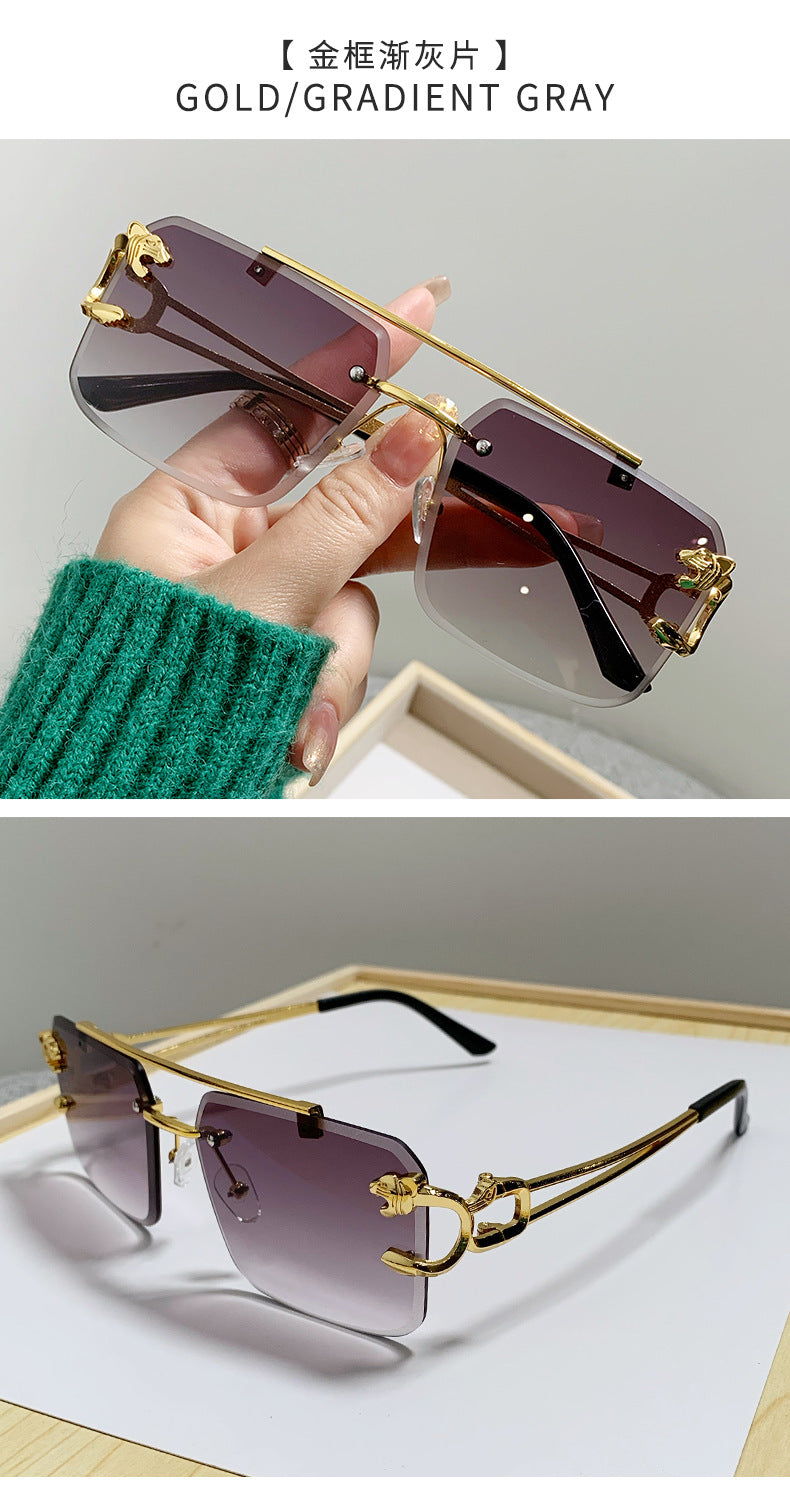 European and American Cross-Border Hot-Selling Double-Beam Edge-Cut Sunglasses for Men Wholesale Trendy Personality Sunglasses for Women sunglasses
