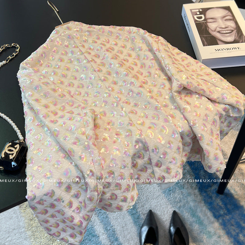 2025New Style Chanel-Inspired Short Coat for Women, Spring Design with High-End Feel, Heavy Sequins, Elegant Socialite Slimming Top