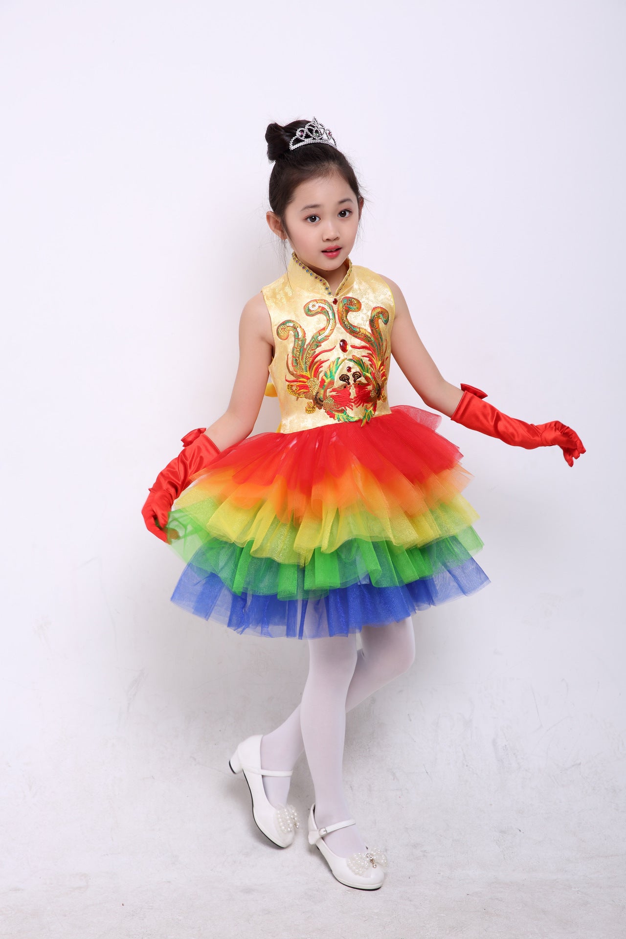Children's Performance Costumes for Boys and Girls Chinese Style Primary and Secondary School Students Chorus Costumes Princess Dress Puffy Skirt Long Pants Performance Costumes