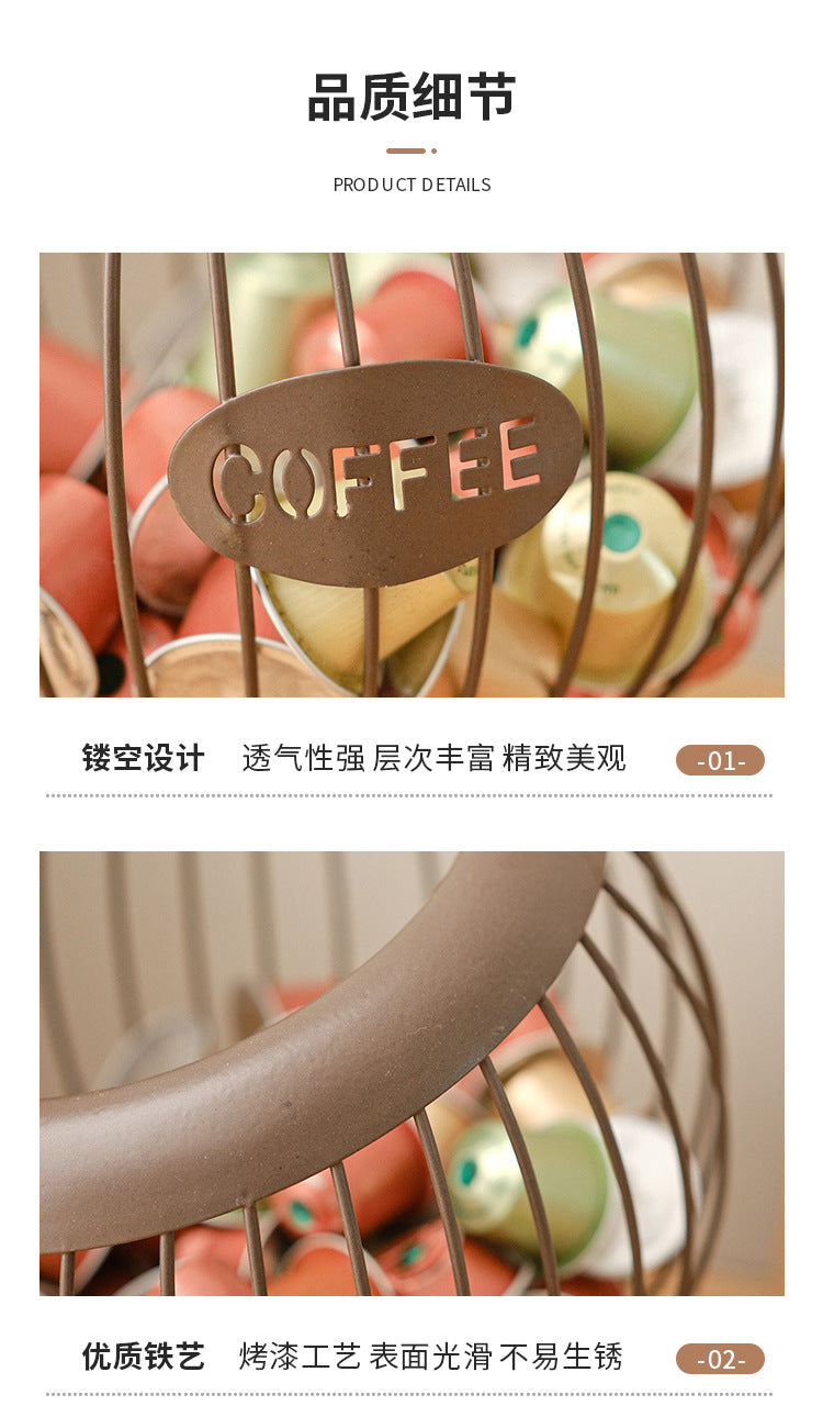Cross-Border Iron Art Fruit Basket Coffee Capsule Storage Basket Desktop Decoration Coffee Table Snacks Dried Fruit Candy Storage