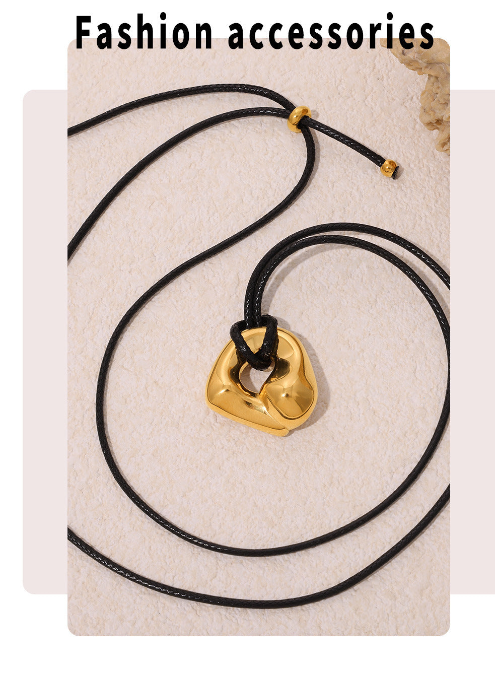 Mili Jewelry New Adjustable Leather Cord Necklace for Women Heavy Craft Curved Design Titanium Steel PVD Plating18k Genuine Gold In Stock