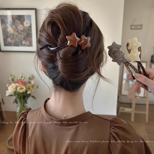 Vintage Simple Star Hair Twist Clip High-End Elegant Back of Head Bobby Pin Summer Versatile Shark Clip