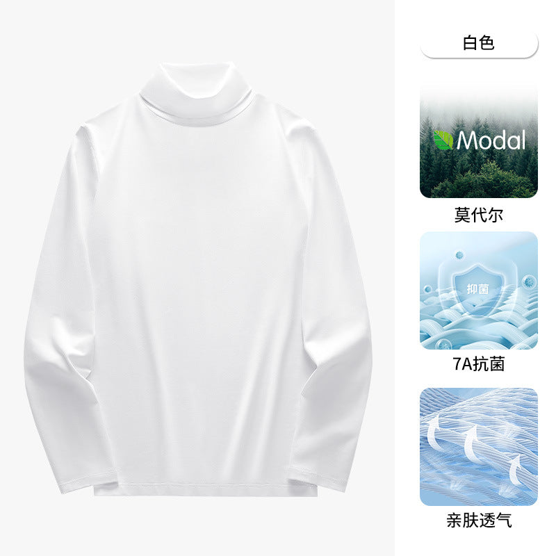 50Modal Long Sleeve t Men's High Neck Thermal Base Layer Shirt2025Fall and winter Inner Layer Fleece-Lined Warm Top