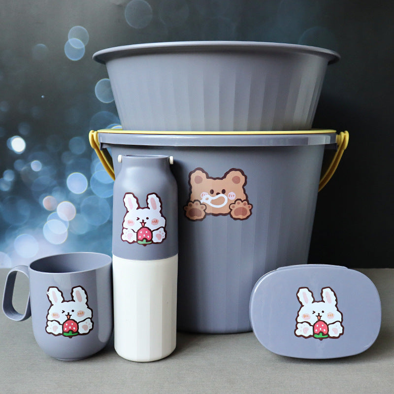 Back-to-School Season Toiletries Set Washbasin Bucket Tooth Cup Soap Dish Shoe Brush for Male and Female Students Dormitory11Set