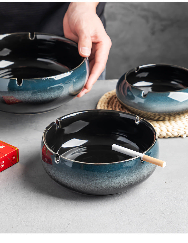 Large Ashtray Creative Personality Ceramic Ashtray Home Retro Chinese Style Living Room Light Luxury Office Trendy Ashtray