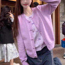 2025Spring New Soft Gentle Fairy Style Hollow Out Sweater Mid-Length Lazy Solid Color Cover-Up Top
