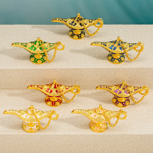 Cross-Border Hot Item Xiyin Aladdin's Magic Lamp Small Alloy Decorative Ornaments Crafts Pattern Magic Lamp