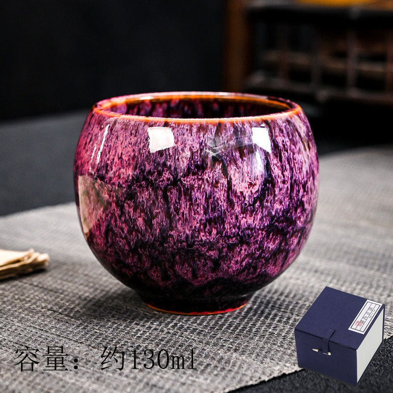 Kiln Change Five Elements Cup Kung Fu Tea Cup Large Capacity Exclusive Master Cup Tasting Cup Tea Bowl High-end Commemorative Tea Cup Gift Box