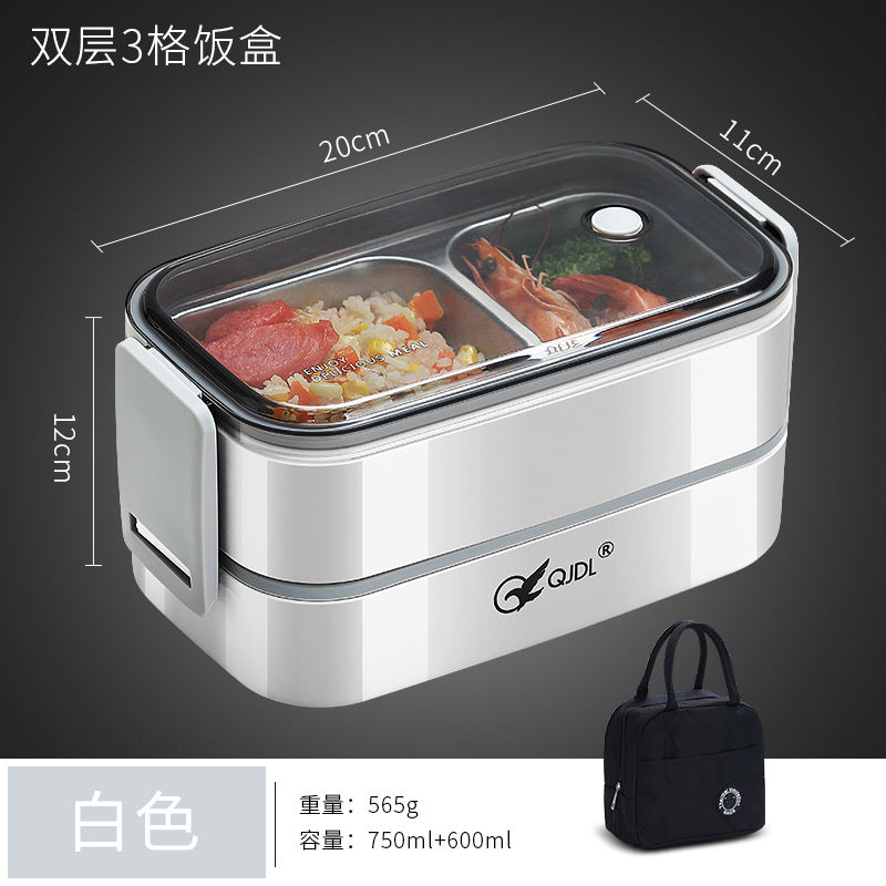 304Stainless Steel Sealed Insulated Lunch Box for Students and Office Workers, Microwave Safe, Double-Layer Lunch Container