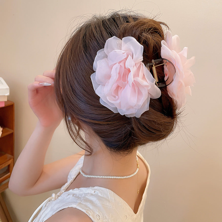 Super Fairy Vacation Style Fabric Flower Hair Clip Side Bangs Broken Hair Duckbill Clip Gentle Atmosphere Versatile Hair Accessory for Women