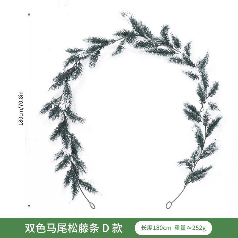 Artificial Pine and Cypress Wreath PE Encrypted Christmas Vine Artificial Christmas Tree Vine Leaves Pine Needles Door Hanging Christmas Decorations