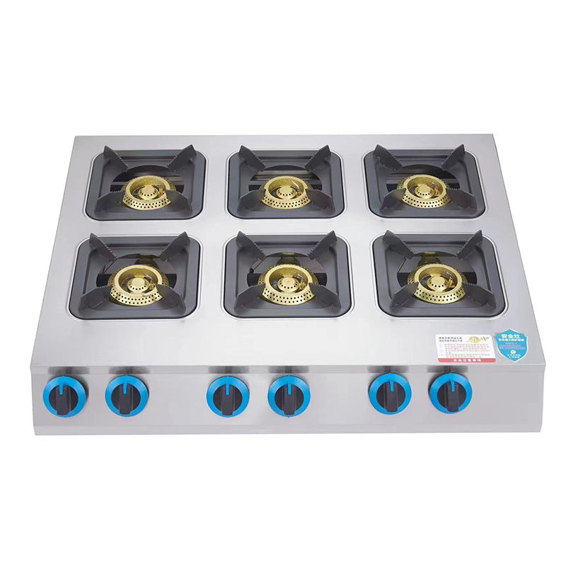Commercial Clay Pot Stove with Flameout Protection Stainless Steel Gas Stove Clay Pot Stove Multi-Burner Three Four Six Eight Burner Natural Gas Stove
