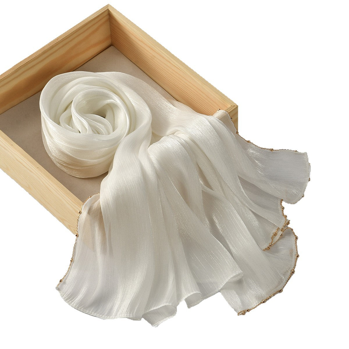Southeast Asia Hot-Selling Popular Solid Color Chiffon Island Silk Chain Long Scarf Summer Refreshing Breathable Sun-Proof Ethnic Headscarf