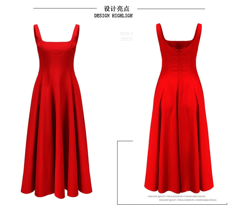 French Style Light Wedding Dress Solid Color Satin Simple Petite Host Adult Ceremony Party Banquet Evening Dress Suitable for Daily Wear