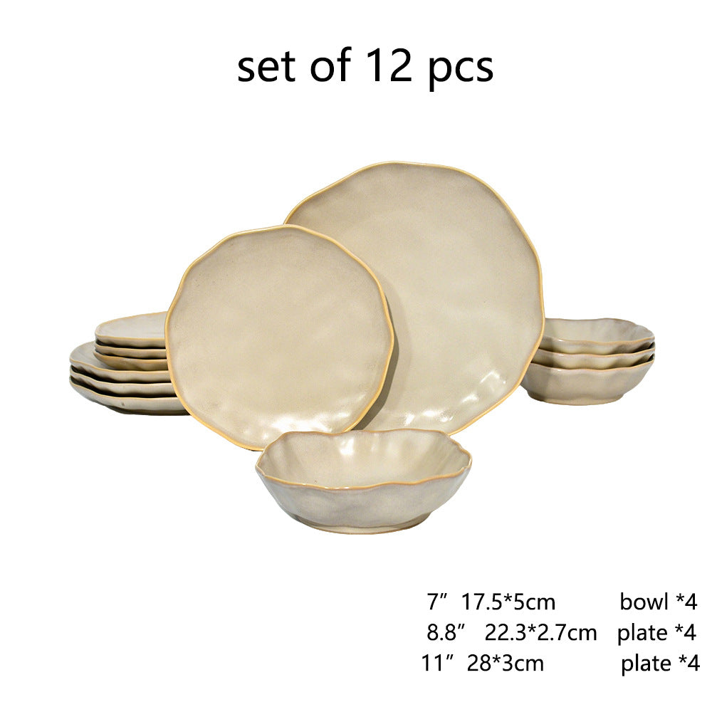 ceramic black plates bowl dinnerware Set of 4 set of 16Set