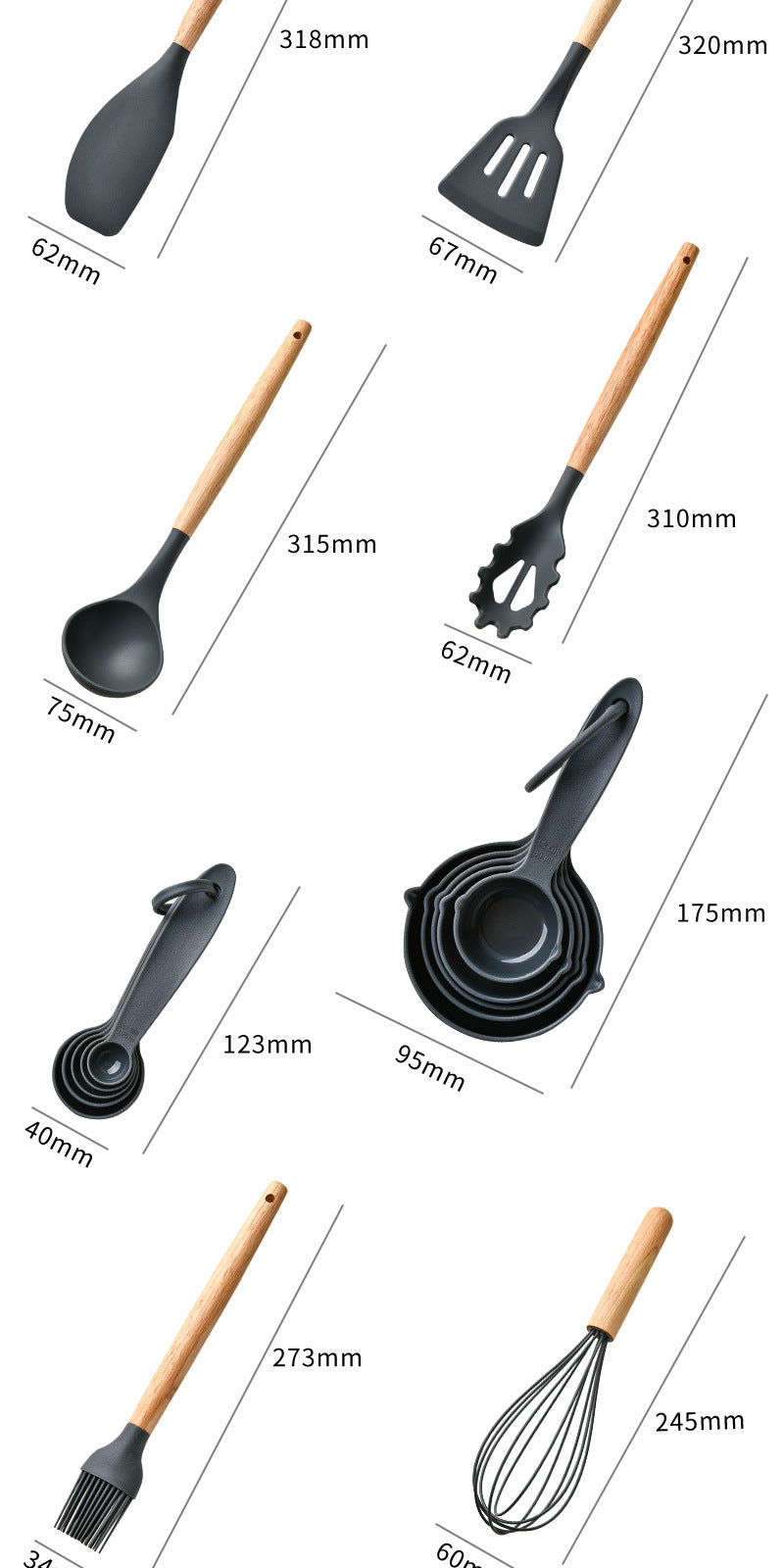 Cross-border Hot-selling Silicone Kitchenware34Set of Non-Stick Spatula, Measuring Cup, and Measuring Spoon kitchen utensil