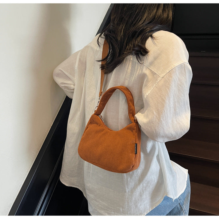 2024New Casual Large Capacity Women's Shoulder Bag Trendy Corduroy Versatile Crossbody Bag Trendy Bag Cross-Border Hot Item