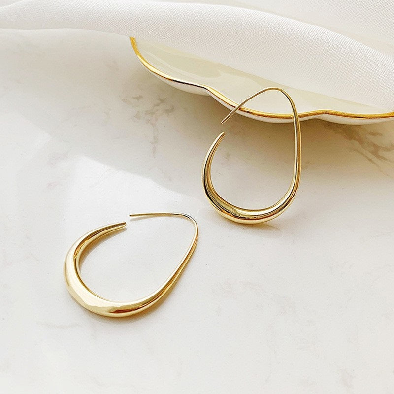 Silver Needle Metal Earrings High-end Simple Stud Earrings Fashion Versatile Light Luxury Unique Niche Earrings Yiwu Wholesale