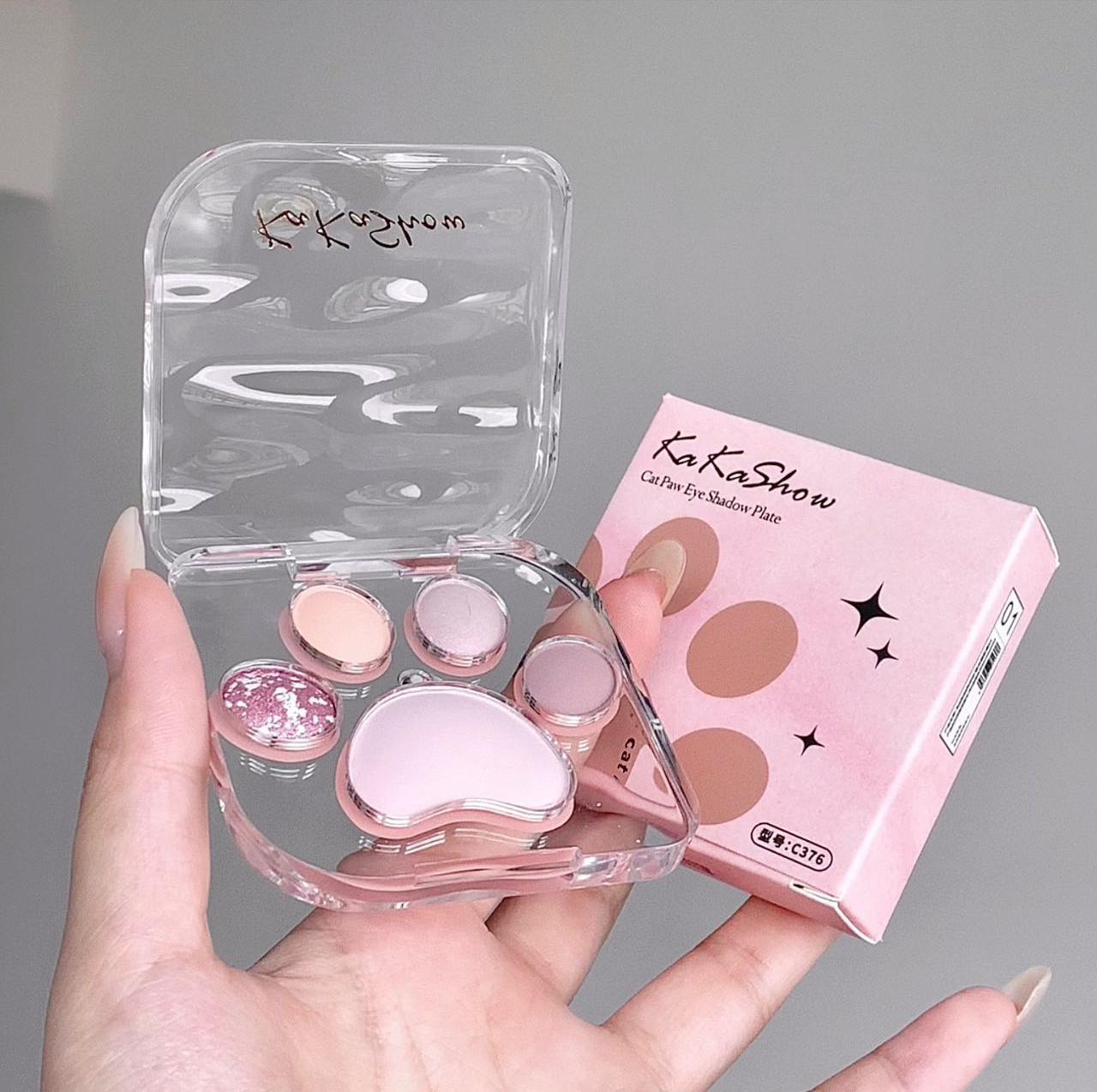 kakashow Cat Paw Eyeshadow Palette Pearlescent Matte Fine Glitter Korean Style Colorful Aegyo-sal Blush Rouge All-in-One Palette C376