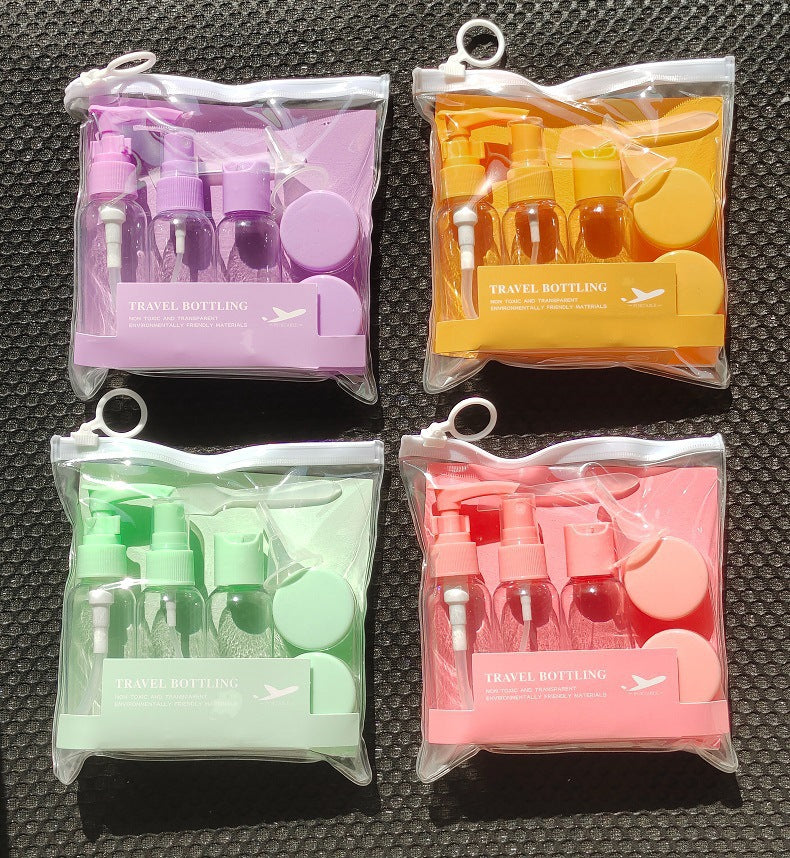 LMLTOP 7Travel Bottle Set 50ml Cosmetic Dispensing Bottle Spray Bottle Press Bottle Cream Box SY760