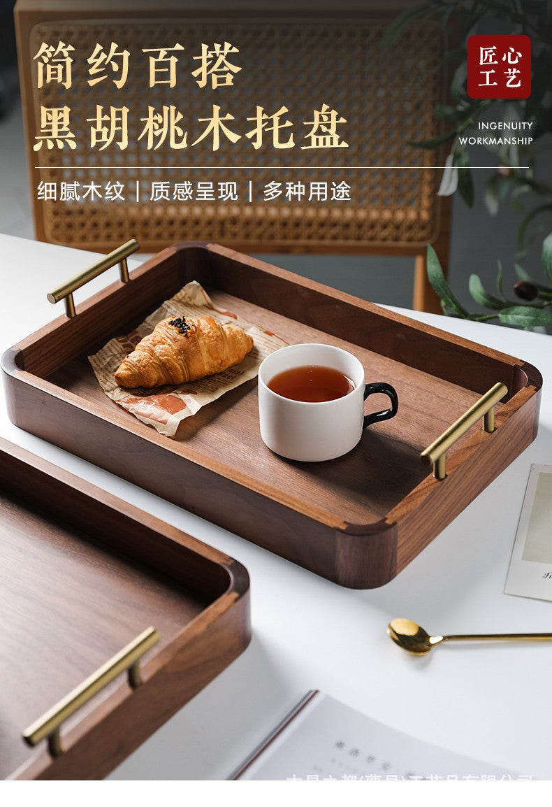 Black Walnut Tea Cup Tray Wooden Tray Household Wooden Tea Cup Tray Wooden Cutlery Plate Bread Plate Hotel