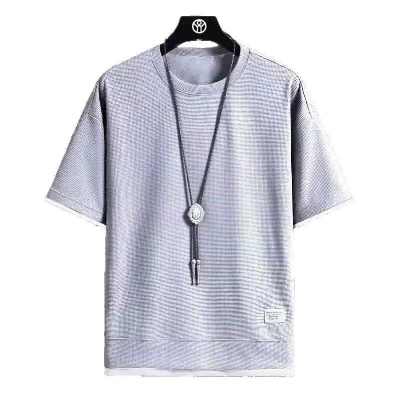 Chaolun Men's Short Sleeve Shirt t Summer Trendy Thin Breathable Shirt T Loose Waffle Short Sleeve Shirt