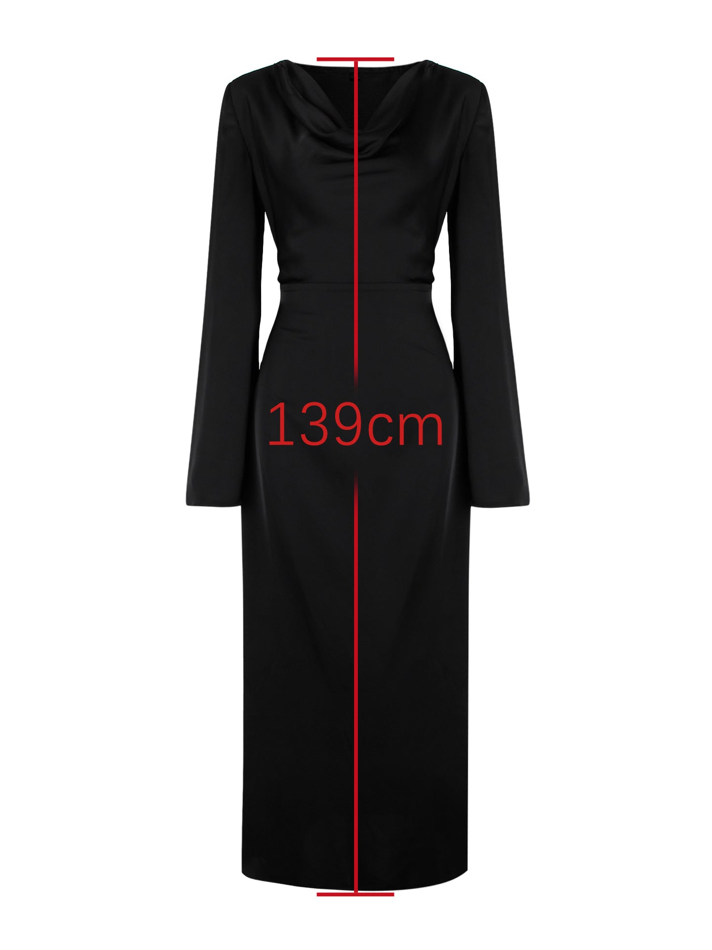 Pear-shaped Body Wear Women's Long-sleeved Loose Belted Waist Black Long Dress High-end Sense of Temperament Style Dress for Women