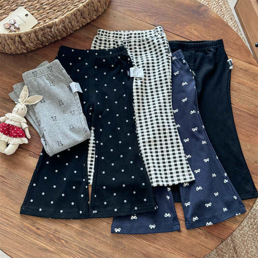 Sweet Little Girl Flared Pants Stylish Spring and Autumn New Baby Outerwear Leggings Korean Version Infant Children's Casual Long Pants