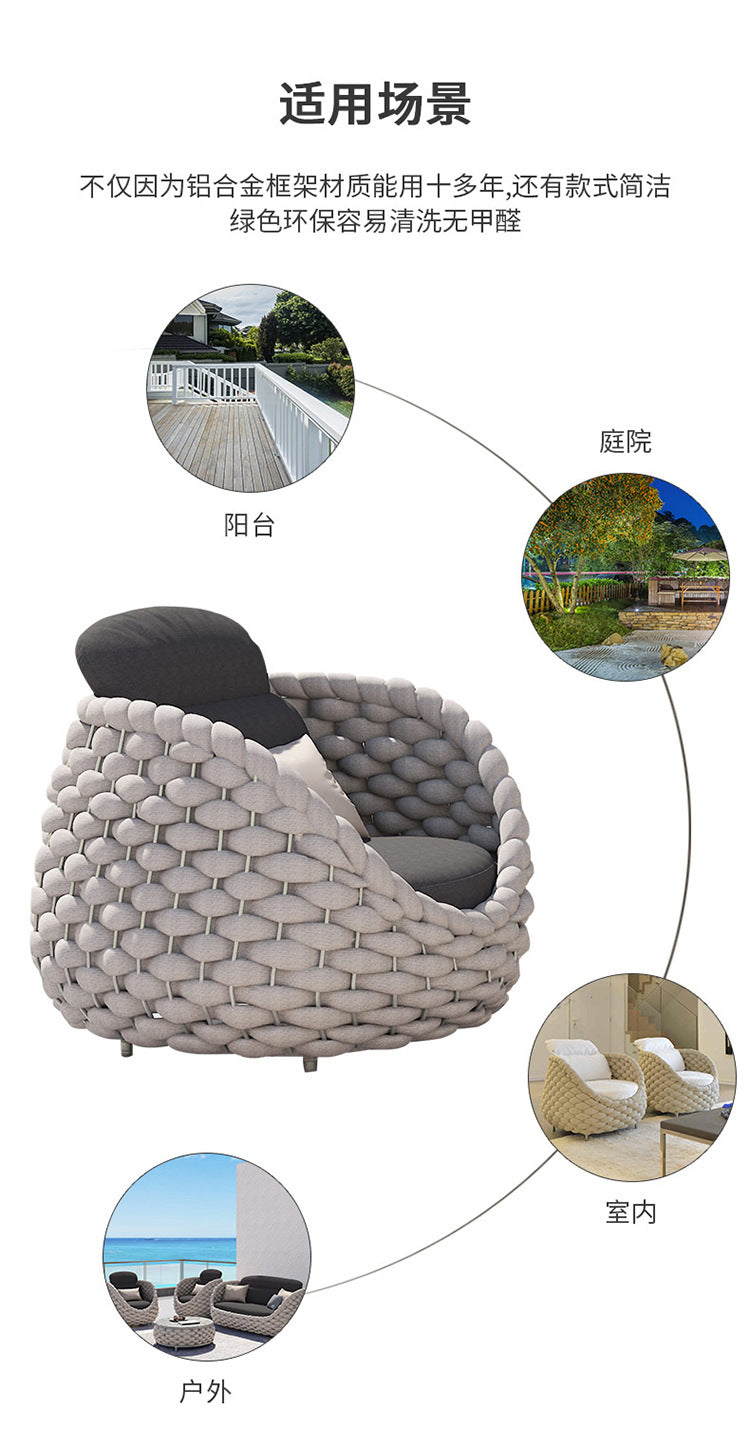 Nordic Courtyard Garden Rattan Sofa Designer Outdoor Open Balcony Leisure Furniture Sales Office Outdoor Rattan Chair