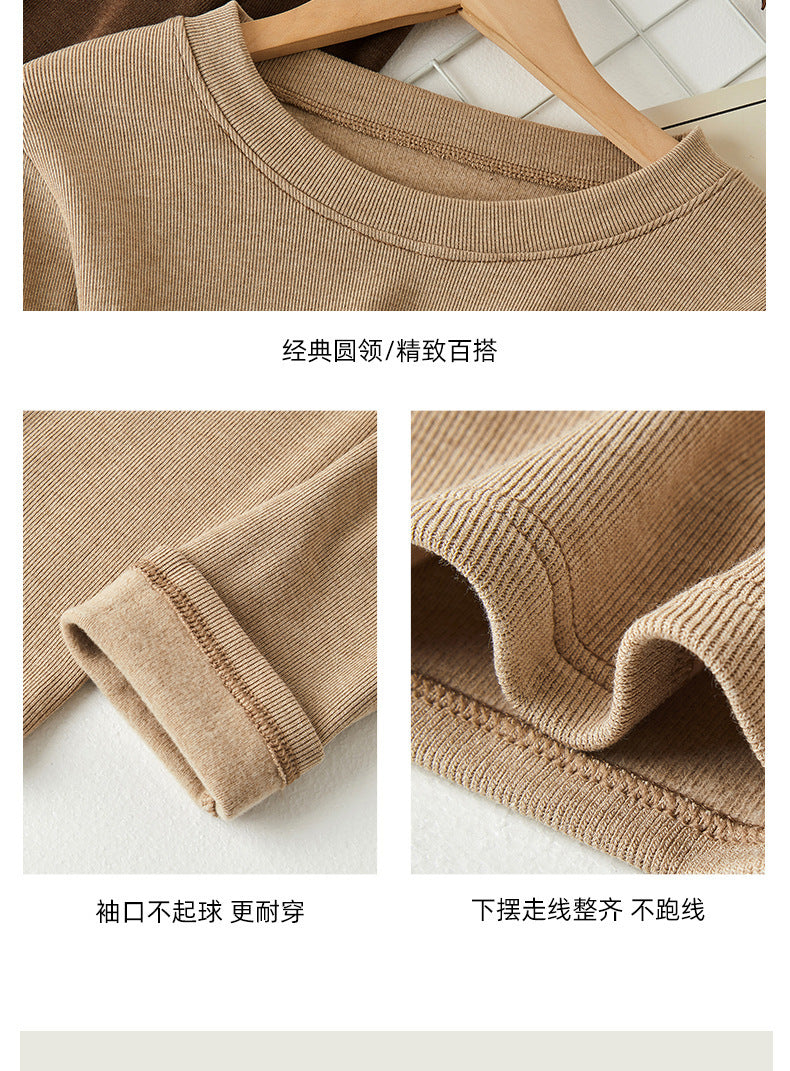 2025Early Autumn Top Outer Wear Round Neck Inner Wear Women's Fashionable White Long Sleeve t Women's Modal Base Shirt