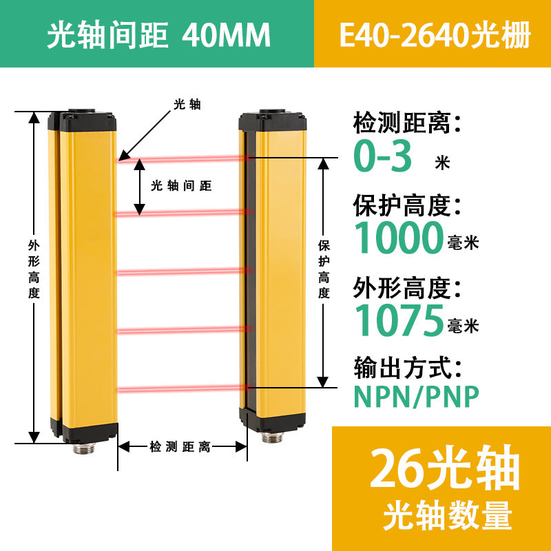 Safety Grating Light Curtain Infrared Ray Detector3Universal Distance Protection Grating Sensor for Automation
