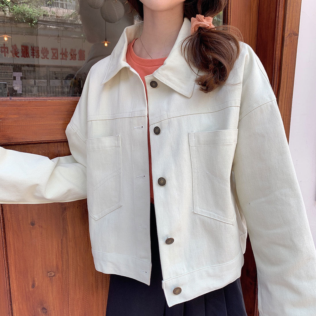 2022Spring and Autumn New Style Internet Celebrity Loose Versatile ins Trendy Short Fresh Denim Jacket for Women Loose Fit