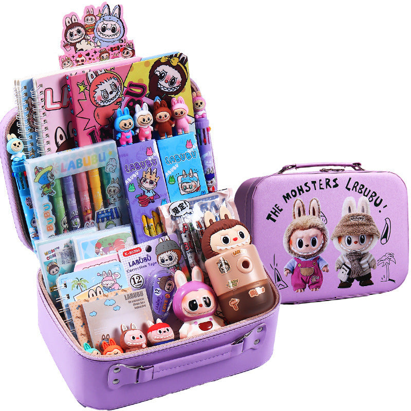 Automobiles Curtain Cloth LABUBU Stationery Set Pencil Case Notebook Pencil Spiral Notebook Set Ruler Tutoring Bag Study Supplies Collection