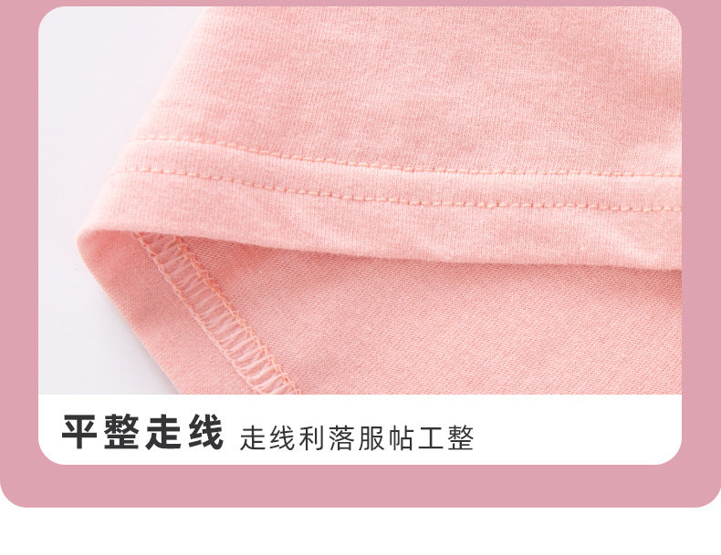 Parent-Child Cotton Homewear Summer Style Children's Short Sleeve Long Pants Set Cartoon Air Conditioning Clothing Sweat-Absorbing Printed Pajamas Couple Outfit