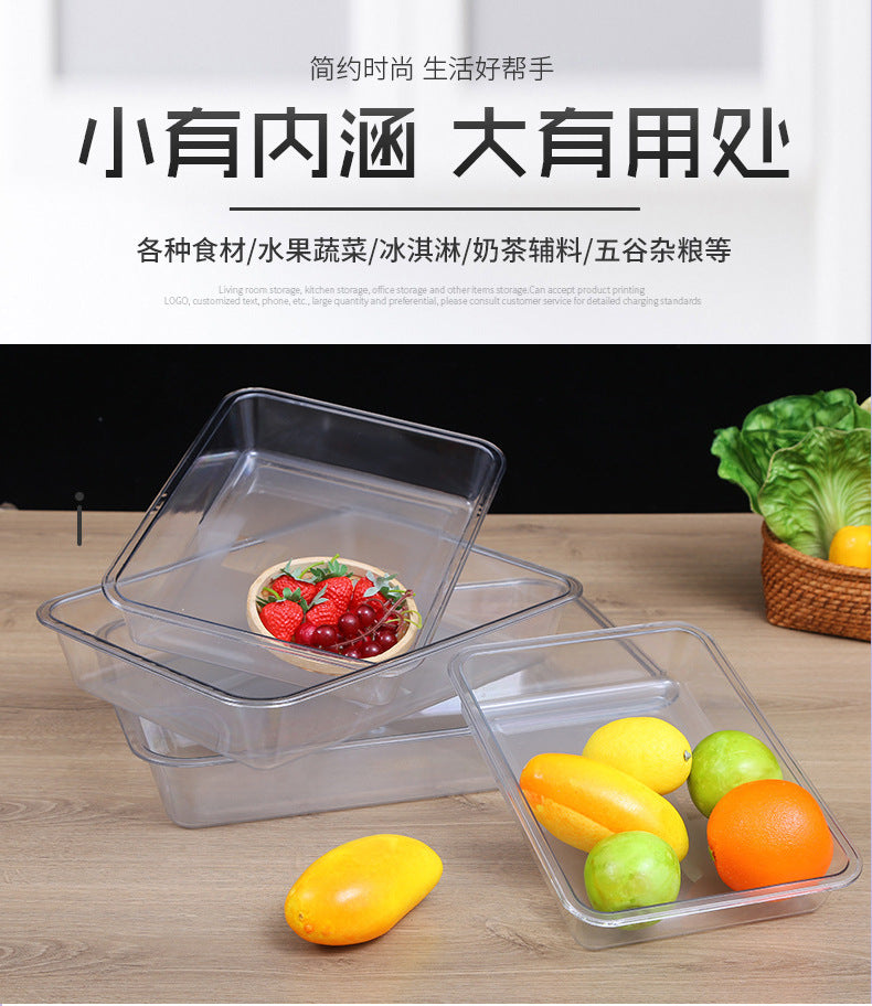 Acrylic Transparent Square Plate Cold Dish Display Plate Commercial Deli Stall Tray Rectangular Food Plastic Square Plate