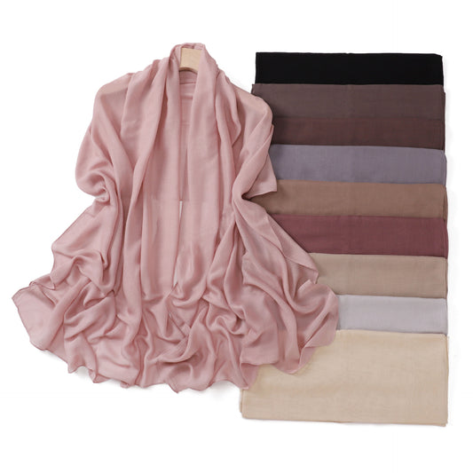 Lightweight Rayon Cotton Linen Solid Color Long Scarf Air-conditioned Room Travel Shawl Monochrome Rayon Scarf Headscarf Shawl for Women