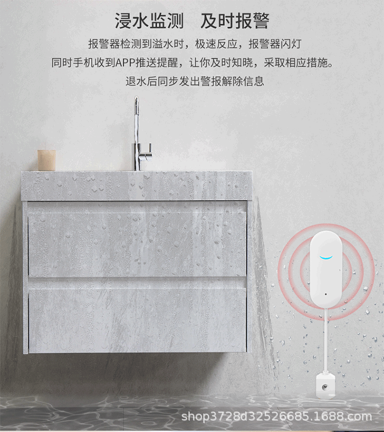 Graffiti wifi Intelligent Water Intrusion Detector Water Level Leak Sensor Remote APP Water Leak Detector
