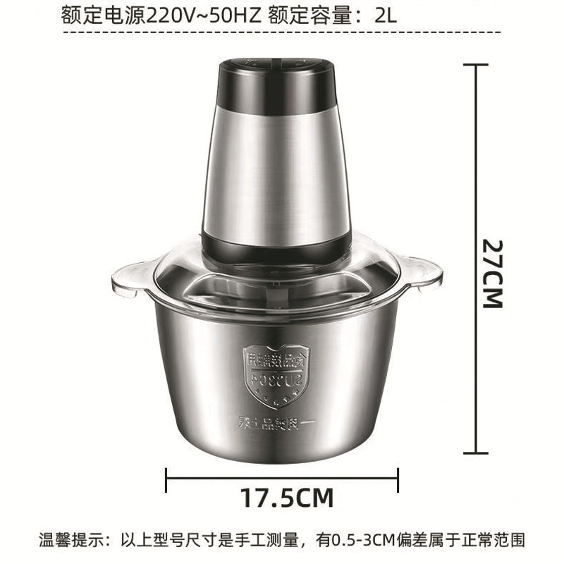 Stainless Steel Kitchen Meat Grinder Household2L Automatic Food Processor Small Meat Grinder 3-Liter Meat and Vegetable Grinder Wholesale