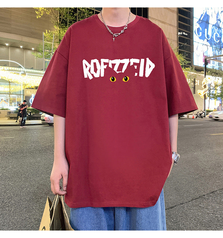 Short Sleeve T Men's Summer New Heavyweight Pure Cotton Crew Neck T-Shirt Large Size Loose Fit Men's Short Sleeve ins Fashion brand top