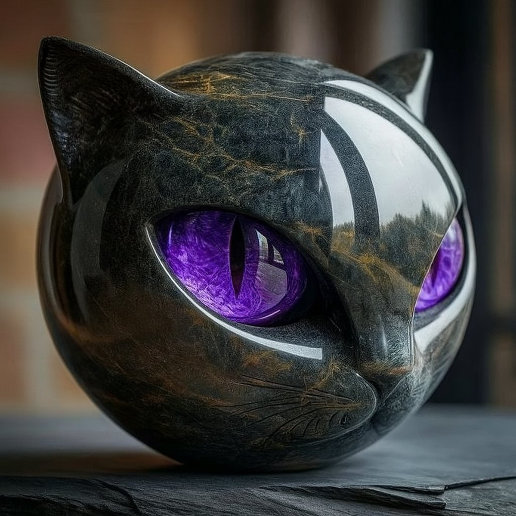 Cross-Border New Products Luxury Black Cat Stone Sculpture Luxurious Black Cat Stone Sculpture