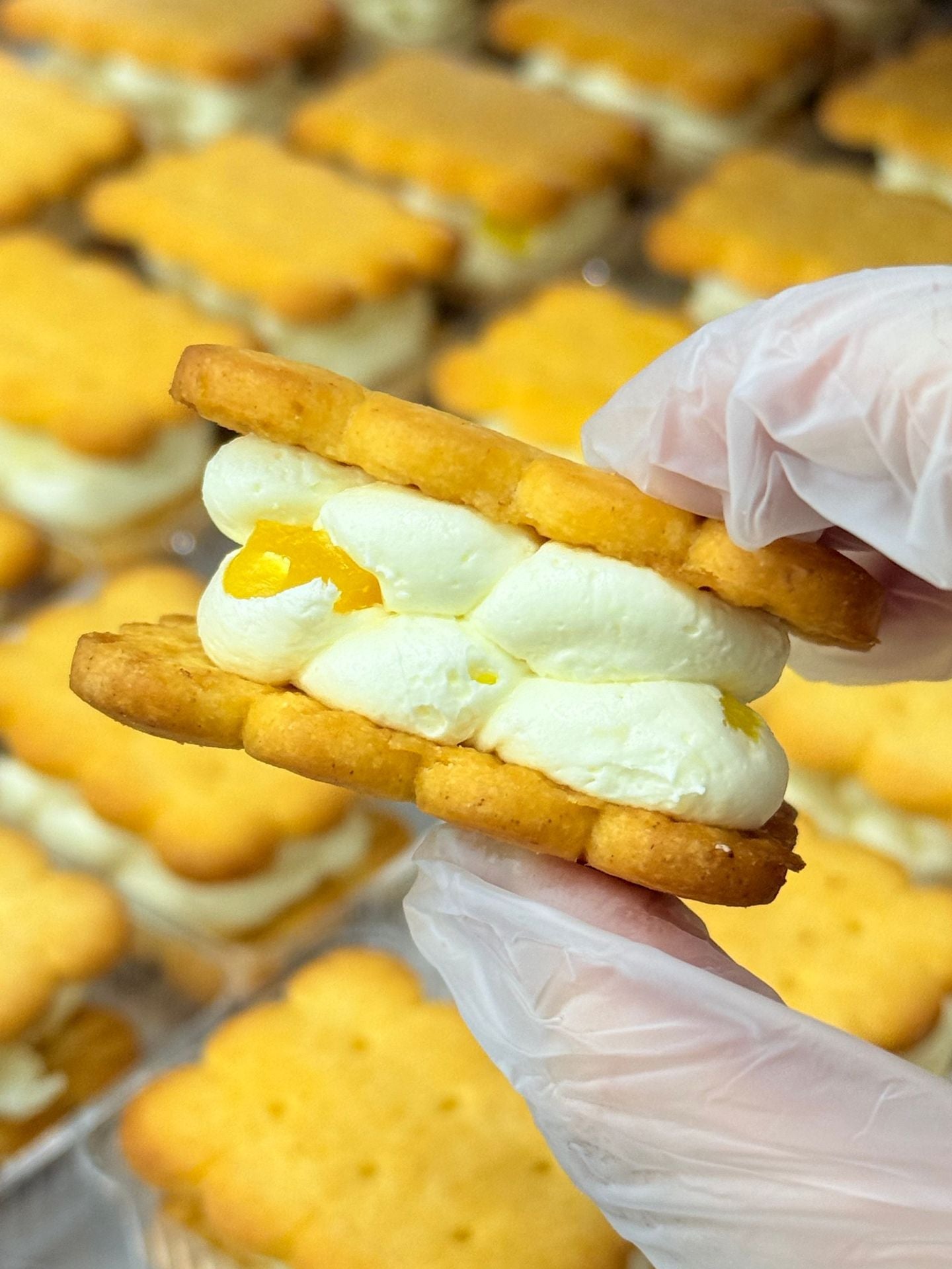 Frozen Chewy Butter Sandwich Cookies Matcha Chocolate Multi-flavor Ice Cream Texture Cake Snacks Factory