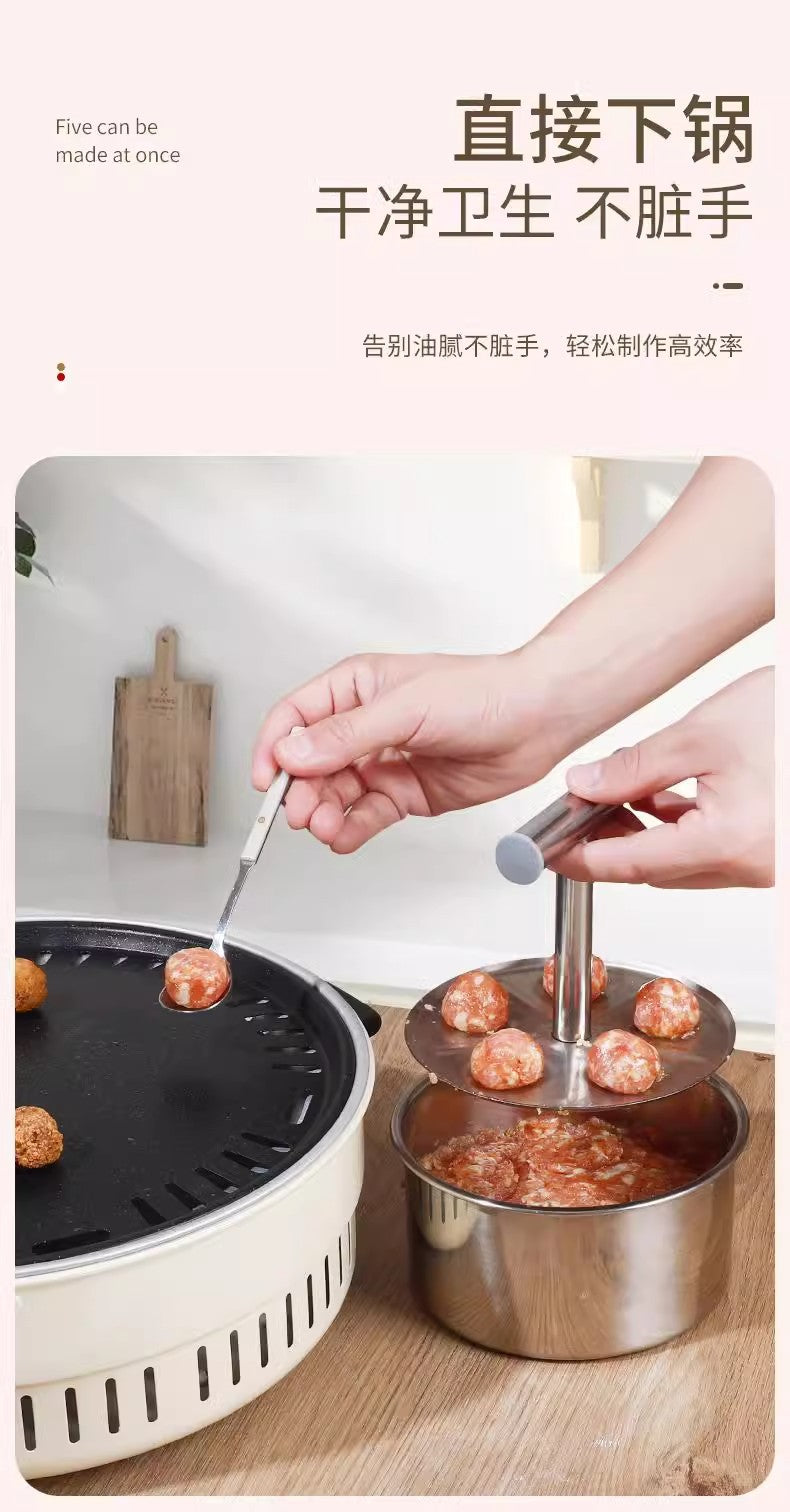 Stainless Steel Press Meatball Maker Household Creative Hand-Pressed Meatball Maker Can Make at Once6个